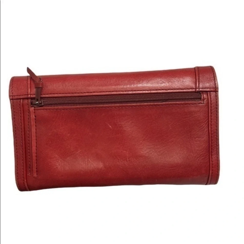 Bosca red leather checkbook wallet